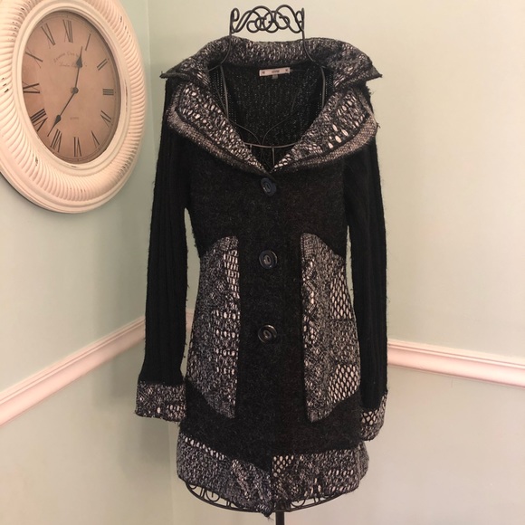 Sweater Jacket Cardigan Black Slimming 